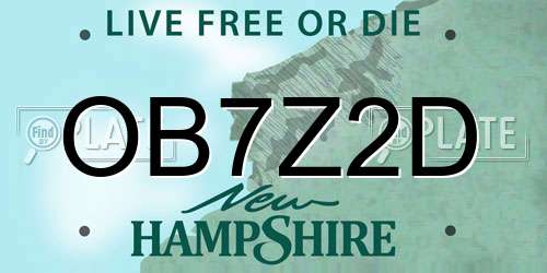 OB7Z2D New Hampshire License Plate