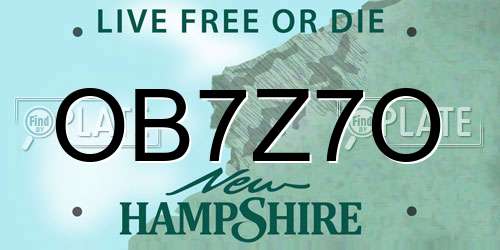OB7Z7O New Hampshire License Plate
