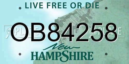 OB84258 New Hampshire License Plate