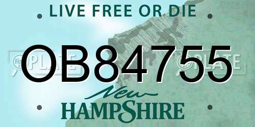 OB84755 New Hampshire License Plate