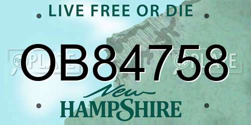 OB84758 New Hampshire License Plate