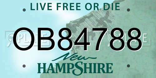 OB84788 New Hampshire License Plate