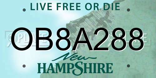 OB8A288 New Hampshire License Plate