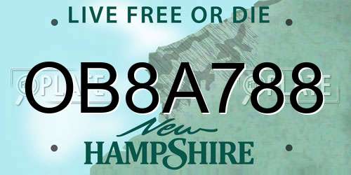 OB8A788 New Hampshire License Plate