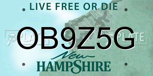 OB9Z5G New Hampshire License Plate