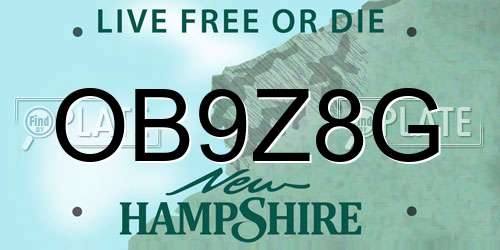 OB9Z8G New Hampshire License Plate