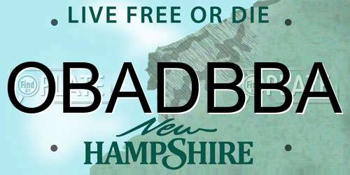 OBADBBA New Hampshire License Plate