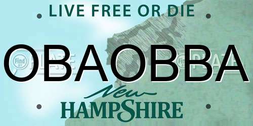 OBAOBBA New Hampshire License Plate