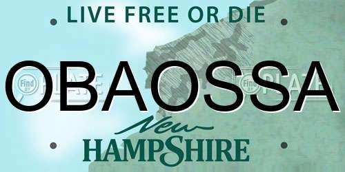 OBAOSSA New Hampshire License Plate