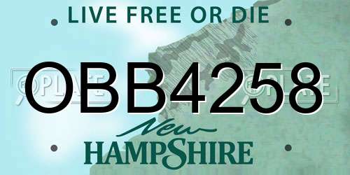 OBB4258 New Hampshire License Plate