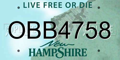 OBB4758 New Hampshire License Plate