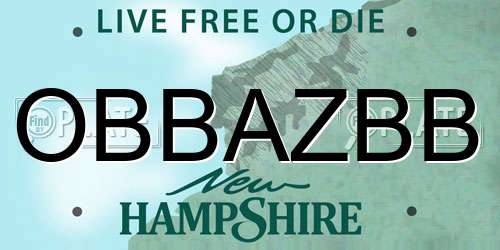 OBBAZBB New Hampshire License Plate
