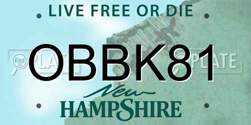 OBBK81 New Hampshire License Plate