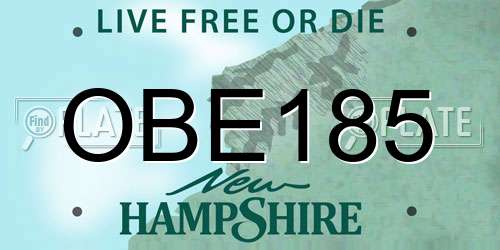 OBE185 New Hampshire License Plate