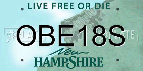 OBE18S New Hampshire License Plate