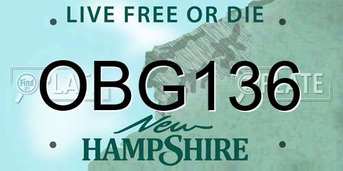 OBG136 New Hampshire License Plate