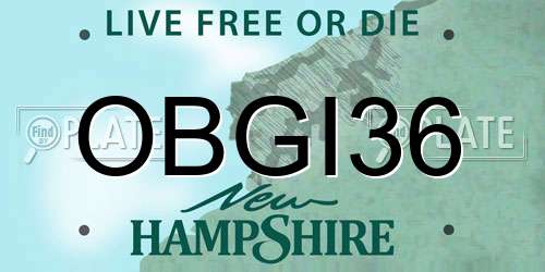 OBGI36 New Hampshire License Plate