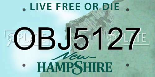 OBJ5127 New Hampshire License Plate