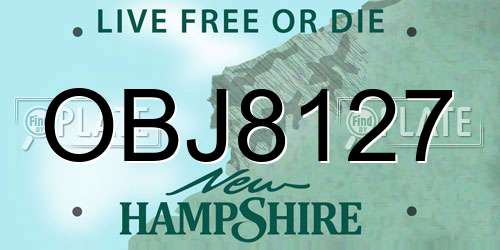 OBJ8127 New Hampshire License Plate