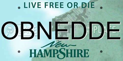 OBNEDDE New Hampshire License Plate