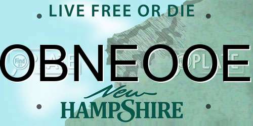 OBNEOOE New Hampshire License Plate