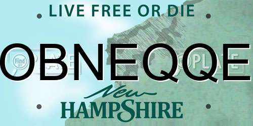 OBNEQQE New Hampshire License Plate