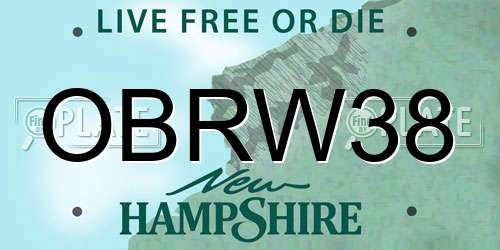 OBRW38 New Hampshire License Plate