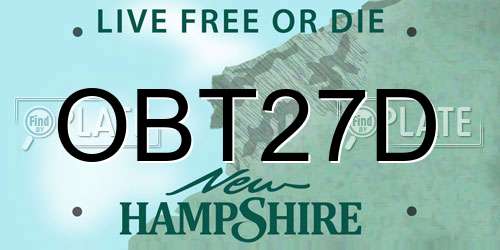 OBT27D New Hampshire License Plate