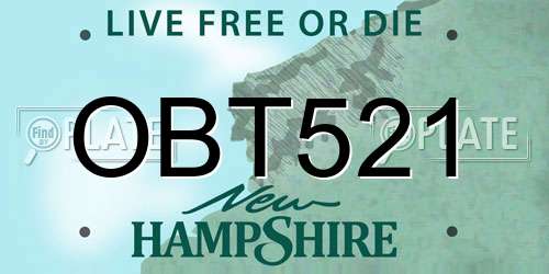 OBT521 New Hampshire License Plate