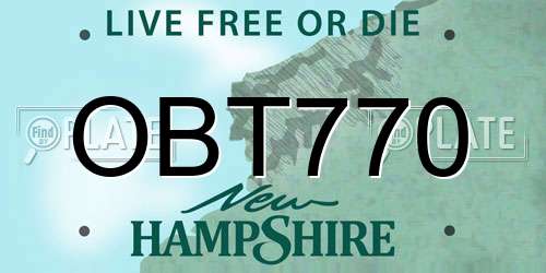OBT770 New Hampshire License Plate