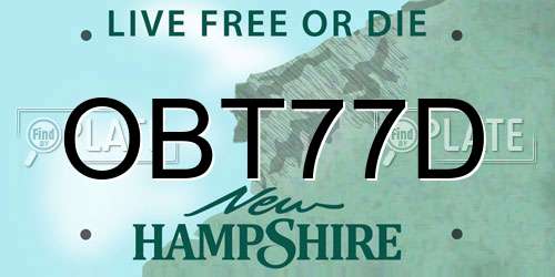 OBT77D New Hampshire License Plate