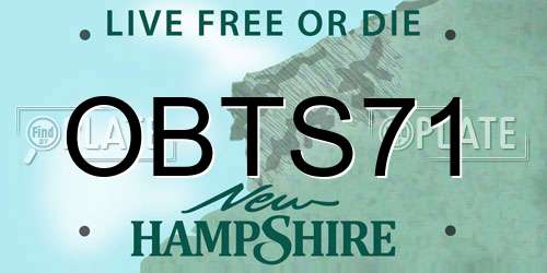 OBTS71 New Hampshire License Plate