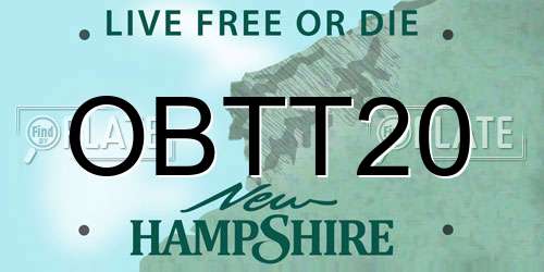 OBTT20 New Hampshire License Plate