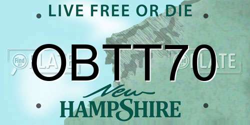 OBTT70 New Hampshire License Plate