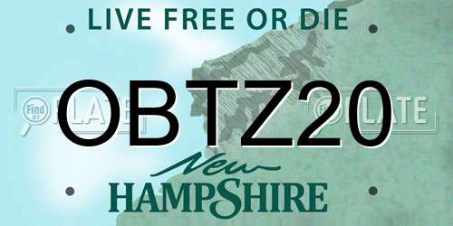 OBTZ20 New Hampshire License Plate