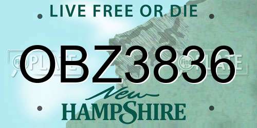 OBZ3836 New Hampshire License Plate