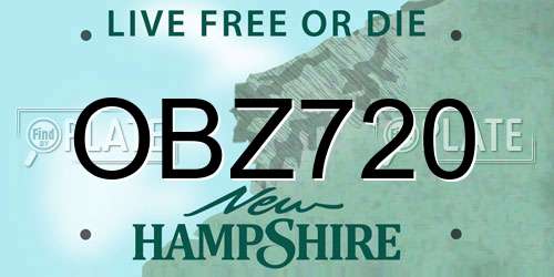 OBZ720 New Hampshire License Plate