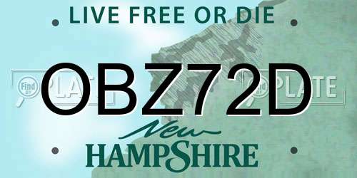 OBZ72D New Hampshire License Plate