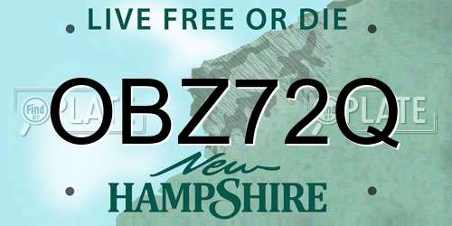 OBZ72Q New Hampshire License Plate