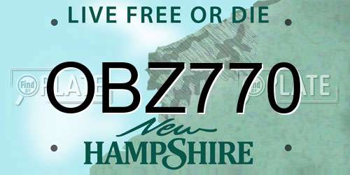 OBZ770 New Hampshire License Plate