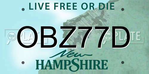 OBZ77D New Hampshire License Plate