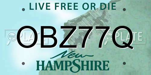 OBZ77Q New Hampshire License Plate