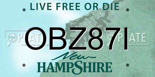 OBZ87I New Hampshire License Plate