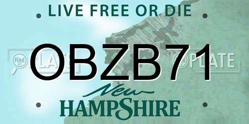OBZB71 New Hampshire License Plate