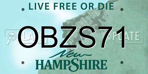 OBZS71 New Hampshire License Plate