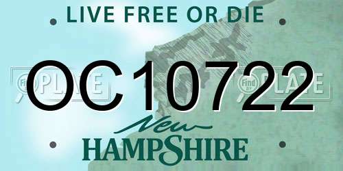 OC10722 New Hampshire License Plate