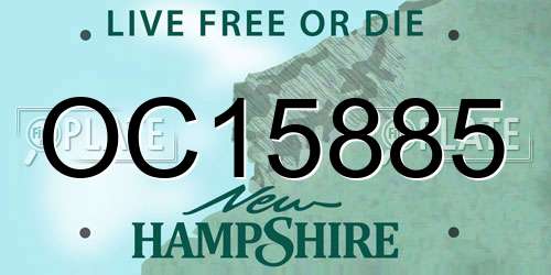 OC15885 New Hampshire License Plate