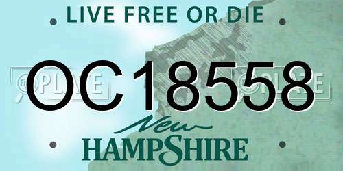 OC18558 New Hampshire License Plate