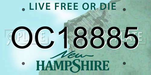 OC18885 New Hampshire License Plate