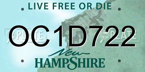 OC1D722 New Hampshire License Plate